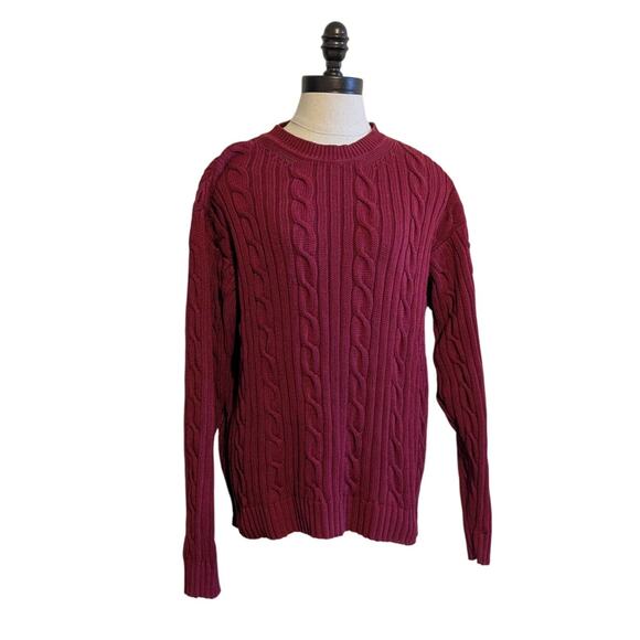 Dockers red cotton cable knit sweater size M - Picture 1 of 5